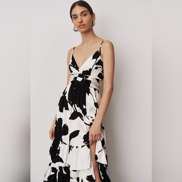 Hutch Guthrie Sleeveless Floral V-Neck Side-Slit Satin Maxi Dress - Picture 2 of 8